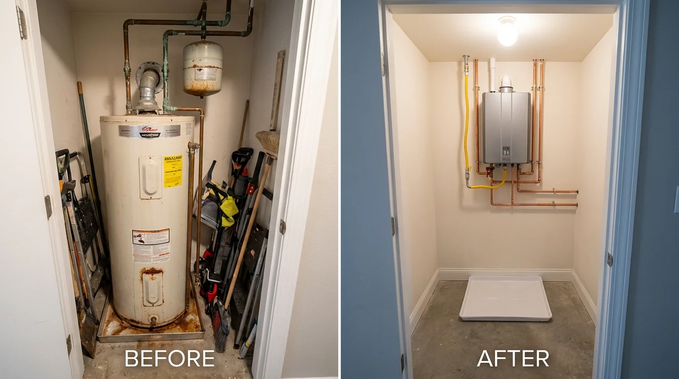 Tank water heater versus wall-mounted tankless unit comparison for Tavernier, FL homeowners